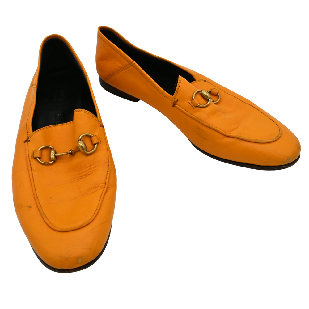 Gucci Marigold Leather Jordaan Horsebit Loafers Size 38